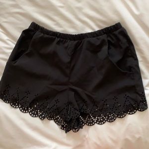Black scalloped shorts